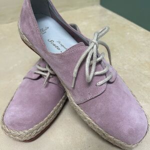 Sesto Meucci Lavender Suede Lace-Up Espadrilles